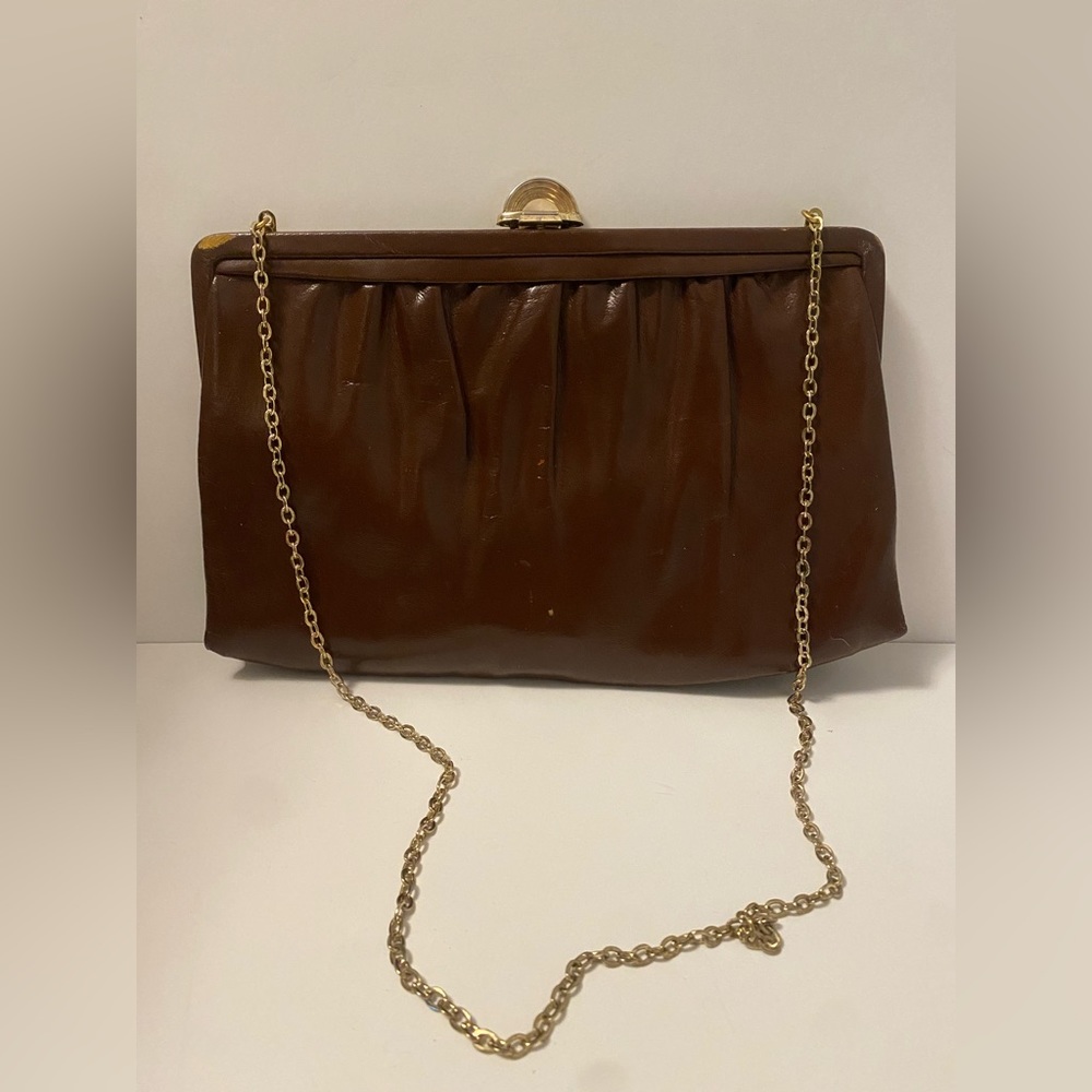 Vintage Mardane Clutch Chain Shoulder Strap Chocolate Brown